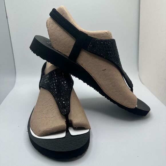 Skechers Women's Meditation - Rockstar Sling Back Sandal 10 BLACK - Picture 6 of 7